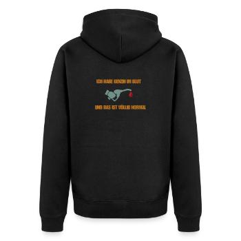 Petrol in the blood - Unisex Premium Organic Zip Hoodie - black - Back - Nico (187cm)