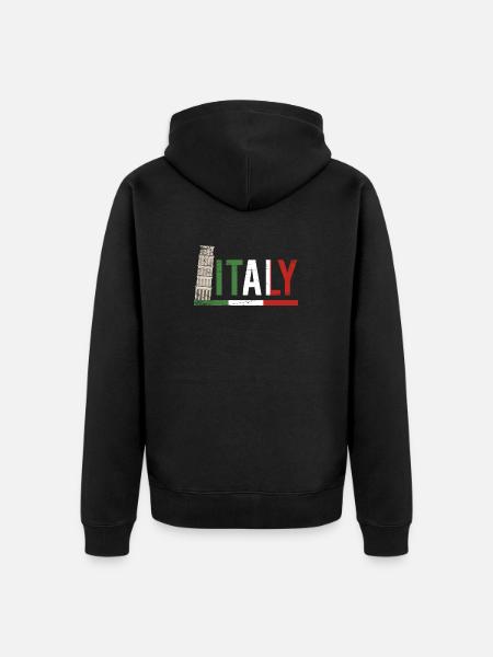 Italy Colosseum Flag Portrait - Unisex Premium Organic Zip Hoodie - black