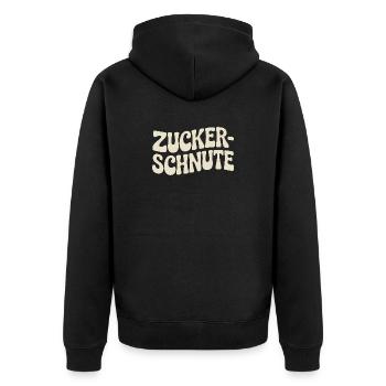 Sugar Snout Sweet Tooth Chocolate Sugar Snouts - Unisex Premium Organic Zip Hoodie - black - Back - Nico (187cm)