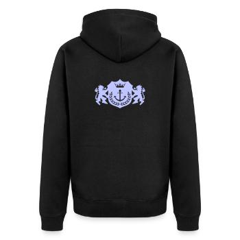 King's Anchor Coat of Arms Nautical Heraldry - Unisex Premium Organic Zip Hoodie - black - Back - Nico (187cm)