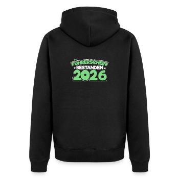 Driving License 2026 Driving Test Driving License Test - Unisex Premium Organic Zip Hoodie - black - Back - Nico (187cm)