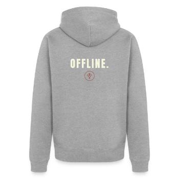 OFFLINE. Minimalist Digital Detox Success Design - Unisex Premium Bio Zip Hoodie - Grau meliert - Hinten - Nico (187cm)