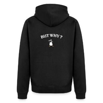 But Why? Pinguin Stil - Unisex Premium Bio Zip Hoodie - Schwarz - Hinten - Nico (187cm)