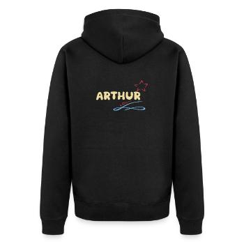 Arthur - Unisex Premium Bio Zip Hoodie - Schwarz - Hinten - Nico (187cm)