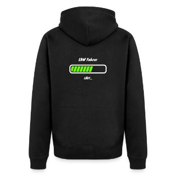 LKW Fahrer Loading Fernverkehr Transportwesen Lade - Unisex Premium Bio Zip Hoodie - Schwarz - Hinten - Nico (187cm)