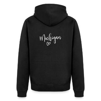 Michigan Cœur Les Femmes Aiment Michigan - Veste à capuche bio Premium Unisexe - noir - Dos - Nico (187cm)