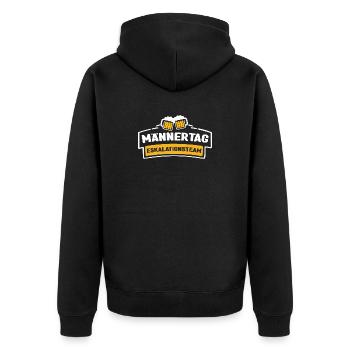 Männertag Eskalationsteam - Unisex Premium Bio Zip Hoodie - Schwarz - Hinten - Nico (187cm)