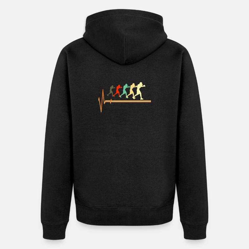 Boxe Heartbeat Evolution Rétro Fighter Design - Veste à capuche bio Premium Unisexe - noir