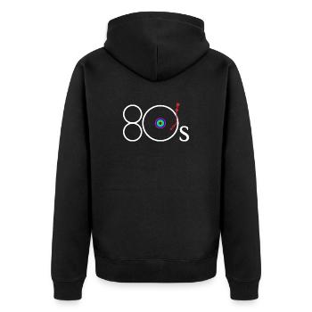 Retro Turntable Arm Rainbow Record Player Art - Unisex Premium Bio Zip Hoodie - Schwarz - Hinten - Nico (187cm)