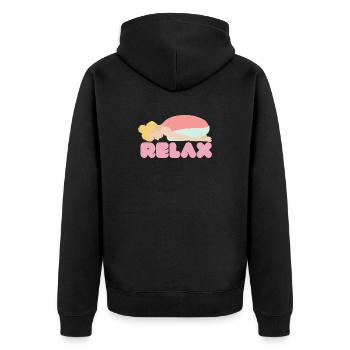 Pastell-Schlaf-Entspannungs-Illustration - Unisex Premium Bio Zip Hoodie - Schwarz - Hinten - Nico (187cm)