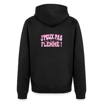 Jpeux pas j'ai trop la flemme - Veste à capuche bio Premium Unisexe - noir - Dos - Nico (187cm)