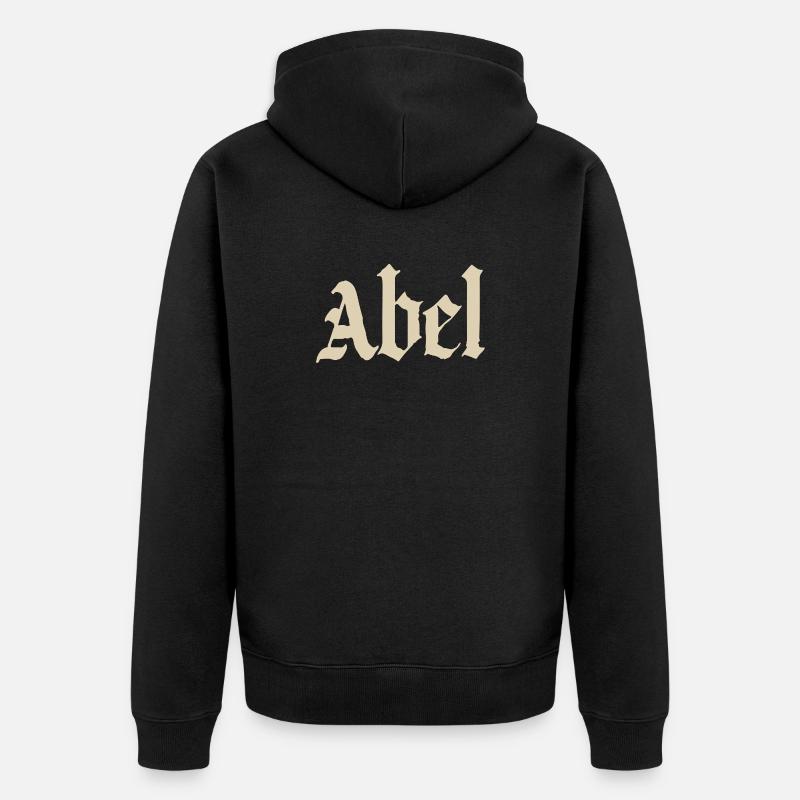 Abel Gothic Script - Unisex Premium Organic Zip Hoodie - black