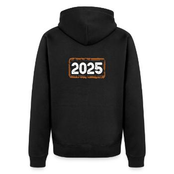 2025 Jahr - Unisex Premium Bio Zip Hoodie - Schwarz - Hinten - Nico (187cm)