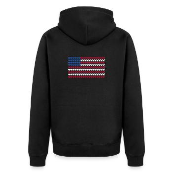 Patriotic Farmer Rooster Flock Poultry USA Pride C - Unisex Premium Bio Zip Hoodie - Schwarz - Hinten - Nico (187cm)