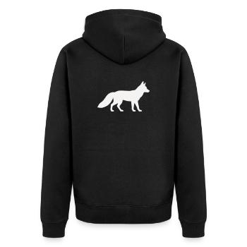 Fox - Unisex Premium Organic Zip Hoodie - black - Back - Nico (187cm)