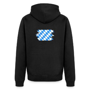 Bayerische Flagge, Bayer - Unisex Premium Bio Zip Hoodie - Schwarz - Hinten - Nico (187cm)