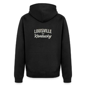 Lettrage vintage de Louisville, Kentucky - Veste à capuche bio Premium Unisexe - noir - Dos - Nico (187cm)
