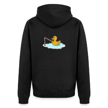 Duck Angler Fishing Rod Fishing - Unisex Premium Organic Zip Hoodie - black - Back - Nico (187cm)