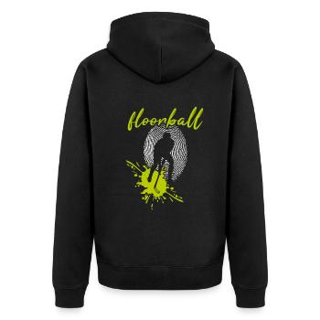 Floorball Floorball FLOORBALL PLAYER Floorballer - Unisex Premium Organic Zip Hoodie - black - Back - Nico (187cm)