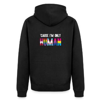 Mois de la fierté LGBT - Parce que je ne suis qu’un être humain - Veste à capuche bio Premium Unisexe - noir - Dos - Nico (187cm)