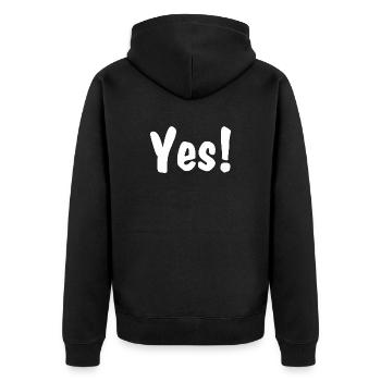 Yes! - Unisex Premium Bio Zip Hoodie - Schwarz - Hinten - Nico (187cm)