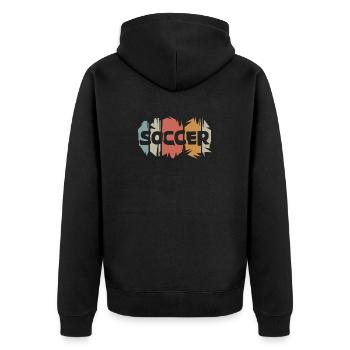 retro soccer typo Fußballverein Mannschaft Logo - Unisex Premium Bio Zip Hoodie - Schwarz - Hinten - Nico (187cm)