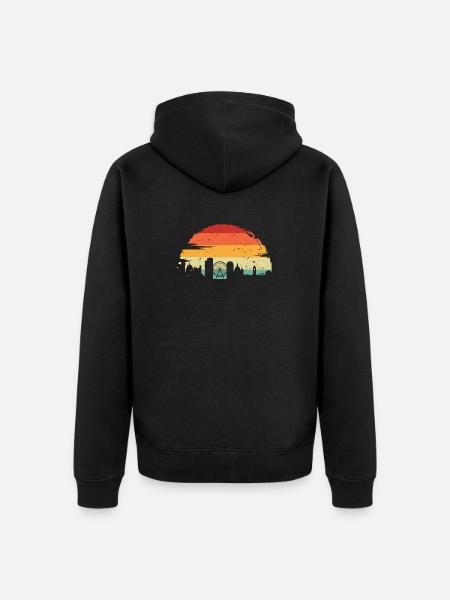Sunset City Skyline Silhouette - Unisex Premium Bio Zip Hoodie - Schwarz