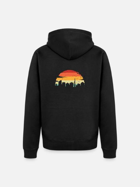 Sunset Skyline Retro Gradient - Unisex Premium Organic Zip Hoodie - black