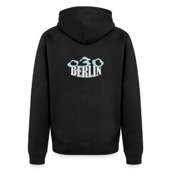 Berlin 030 Shirt exclusive - Unisex Premium Organic Zip Hoodie - black - Back - Nico (187cm)