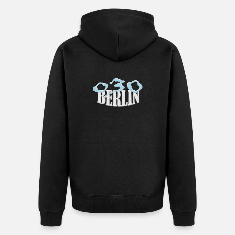 Berlin 030 Shirt exklusive - Unisex Premium Bio Zip Hoodie - Schwarz