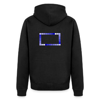 Jeu - Cadre rétro Carrés bleus à plusieurs niveaux - Veste à capuche bio Premium Unisexe - noir - Dos - Nico (187cm)