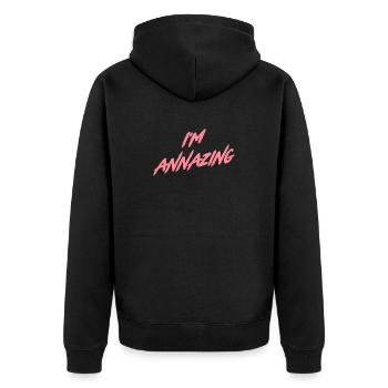 Annazing - Unisex Premium Bio Zip Hoodie - Schwarz - Hinten - Nico (187cm)