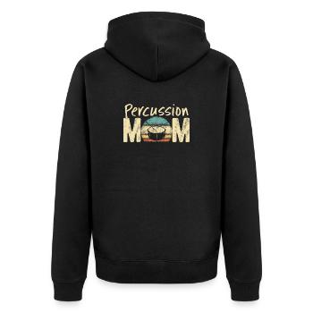 Perkussion Mama Retro Vintage Marching Band Design - Unisex Premium Bio Zip Hoodie - Schwarz - Hinten - Nico (187cm)