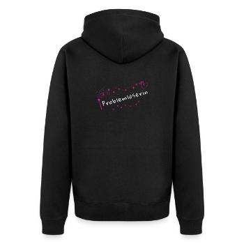 Problemlöserin Funkeln - Unisex Premium Bio Zip Hoodie - Schwarz - Hinten - Nico (187cm)