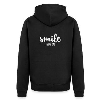 smile every day - Unisex Premium Organic Zip Hoodie - black - Back - Nico (187cm)