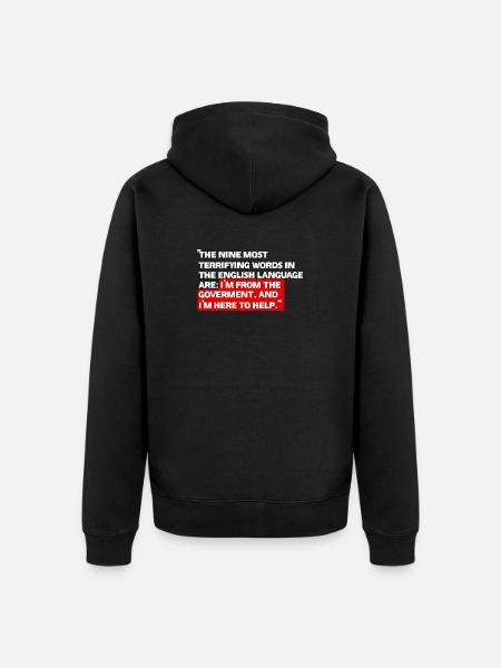 Ich bin von der Regierung - Unisex Premium Bio Zip Hoodie - Schwarz