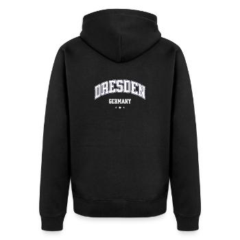 Dresden Germany Vintage Städte Motiv College - Unisex Premium Bio Zip Hoodie - Schwarz - Hinten - Nico (187cm)