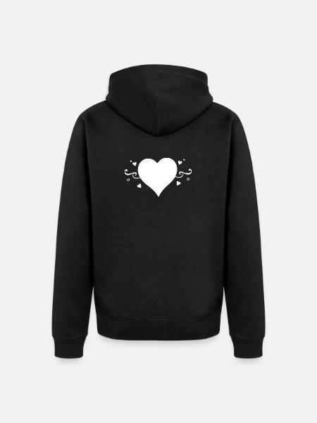 Cadeau de la Saint-Valentin Heart White - Veste à capuche bio Premium Unisexe - noir