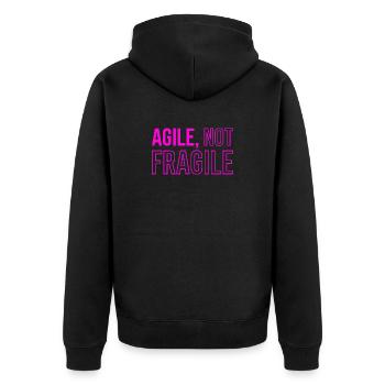 Agile Development, Scrum Coach Hoodie - Unisex Premium Organic Zip Hoodie - black - Back - Nico (187cm)