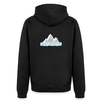 Geschenk für Dreitorspitze - Unisex Premium Bio Zip Hoodie - Schwarz - Hinten - Nico (187cm)