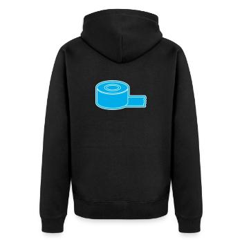 Klebeband Tape Rolle Outline - Unisex Premium Bio Zip Hoodie - Schwarz - Hinten - Nico (187cm)