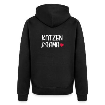 Katzen Mama - Unisex Premium Bio Zip Hoodie - Schwarz - Hinten - Nico (187cm)