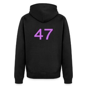 47 - Unisex Premium Organic Zip Hoodie - black - Back - Nico (187cm)