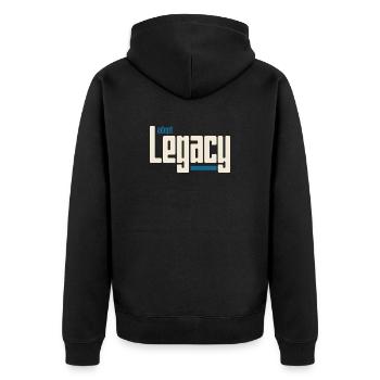 Adopt Legacy Retro Typografie - Unisex Premium Bio Zip Hoodie - Schwarz - Hinten - Nico (187cm)