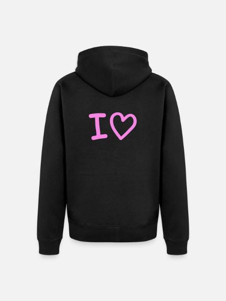 Ich liebe Herz-Silhouette - Unisex Premium Bio Zip Hoodie - Schwarz