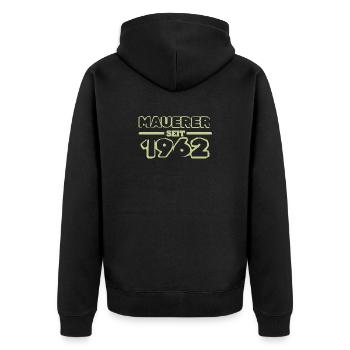 Maurermeister 1962 - Unisex Premium Bio Zip Hoodie - Schwarz - Hinten - Nico (187cm)