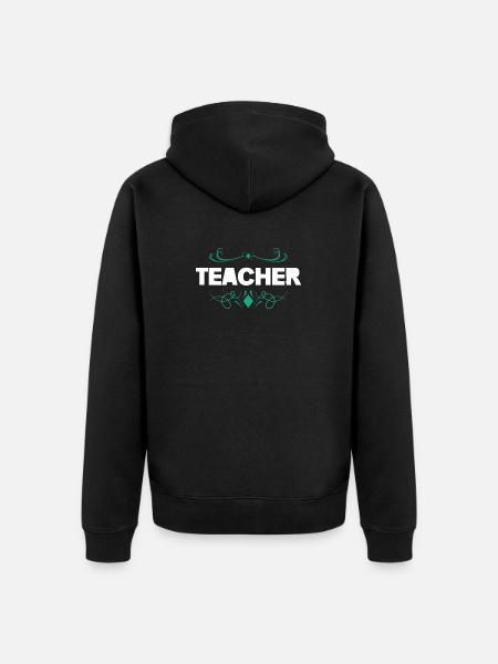 Teacher Ornament Lettering - Unisex Premium Organic Zip Hoodie - black