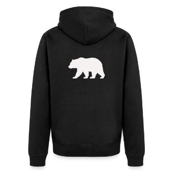 Bär Silhouette - Unisex Premium Bio Zip Hoodie - Schwarz - Hinten - Nico (187cm)