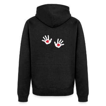 Baby Haende Baby haende Herz - Unisex Premium Bio Zip Hoodie - Schwarz - Hinten - Nico (187cm)