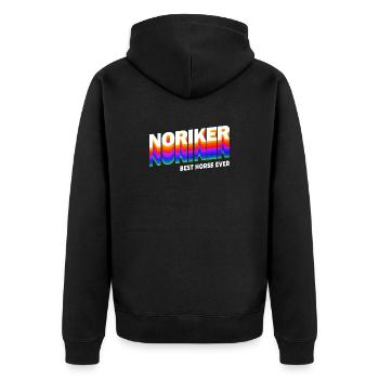 Noriker Pferde Design / Geschenkidee - Unisex Premium Bio Zip Hoodie - Schwarz - Hinten - Nico (187cm)